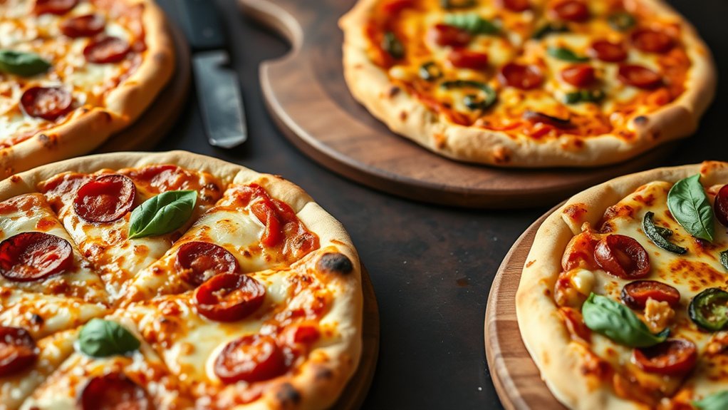 classic pizzas with balanced toppings