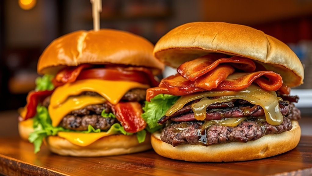 delicious burgers and sandwiches