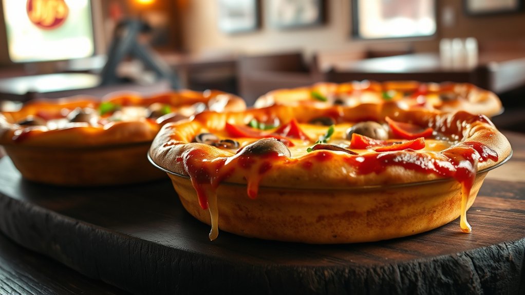 hearty cheesy deep dish pizza