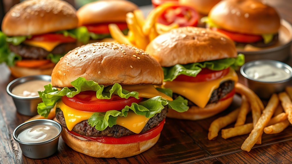 popular burgers and sandwiches