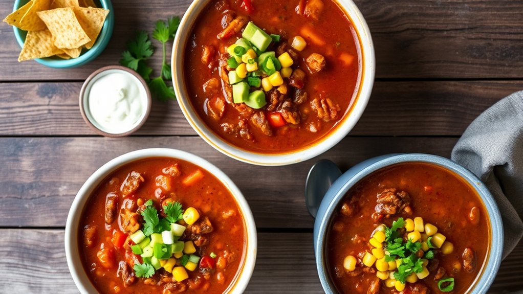 vegan chili with diverse ingredients