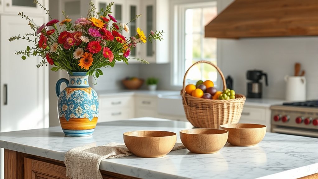 colorful textured kitchen island