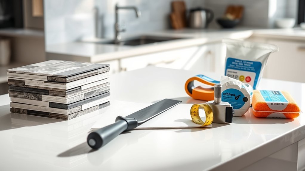 gather tools and decorative tiles